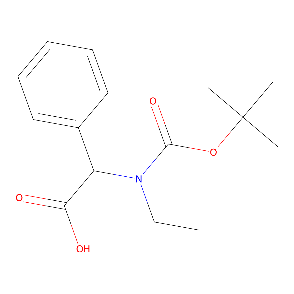 2-{[(Tert-butoxy)carbonyl](ethyl)amino}-2-phenylacetic acid molecular structure, CAS 1404840-27-2