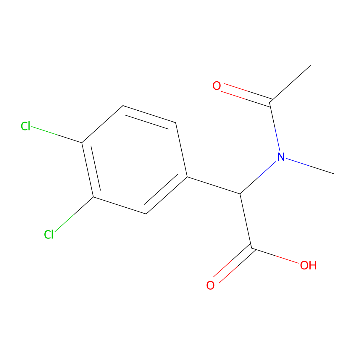 2-(3,4-dichlorophenyl)-2-(N-methylacetamido)acetic acid molecular structure, CAS 1404854-39-2