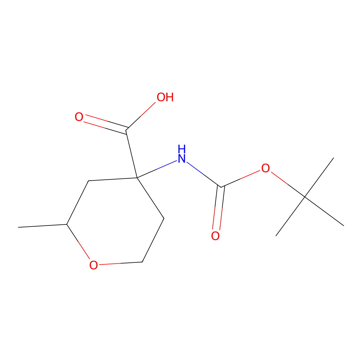 4-{[(Tert-butoxy)carbonyl]amino}-2-methyloxane-4-carboxylic acid molecular structure, CAS 1404877-97-9
