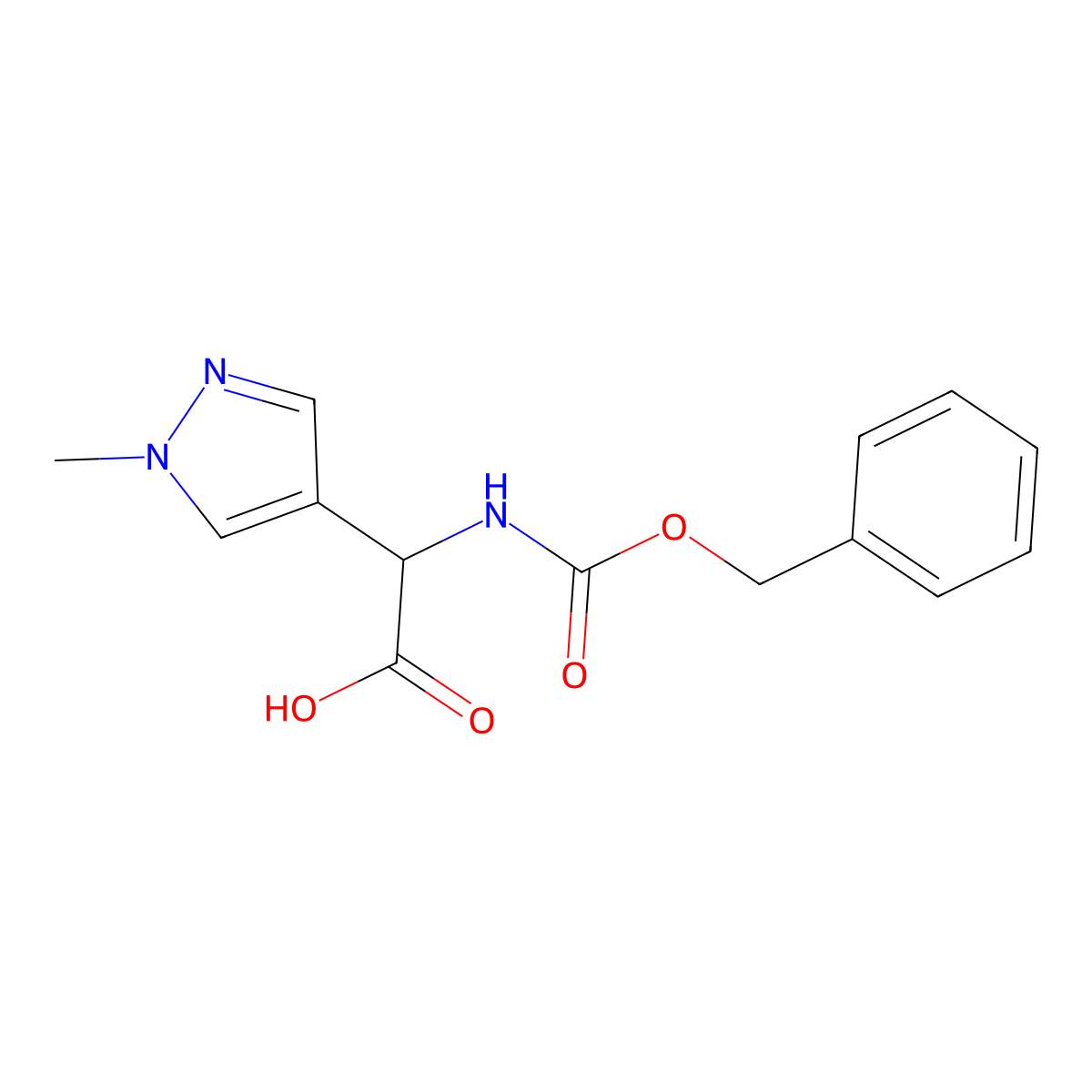2-{[(benzyloxy)carbonyl]amino}-2-(1-methyl-1H-pyrazol-4-yl)acetic acid molecular structure, CAS 1404878-00-7