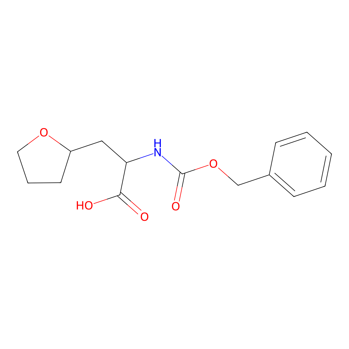 2-{[(Benzyloxy)carbonyl]amino}-3-(oxolan-2-yl)propanoic acid molecular structure, CAS 1404878-39-2