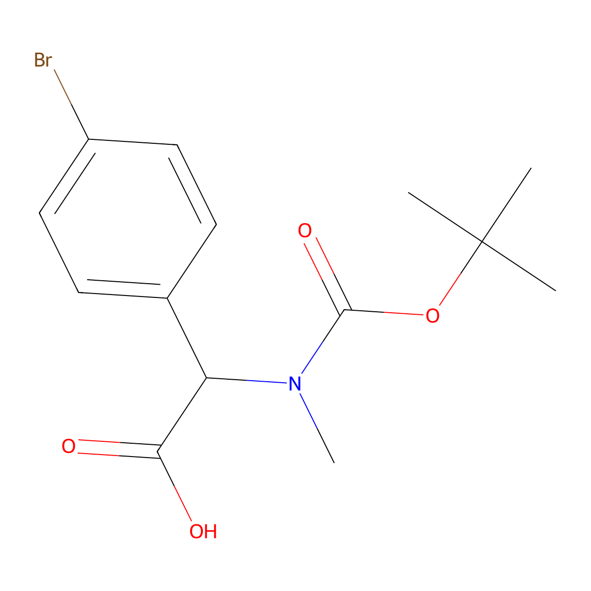 2-(4-Bromophenyl)-2-{[(tert-butoxy)carbonyl](methyl)amino}acetic acid molecular structure, CAS 1404879-01-1
