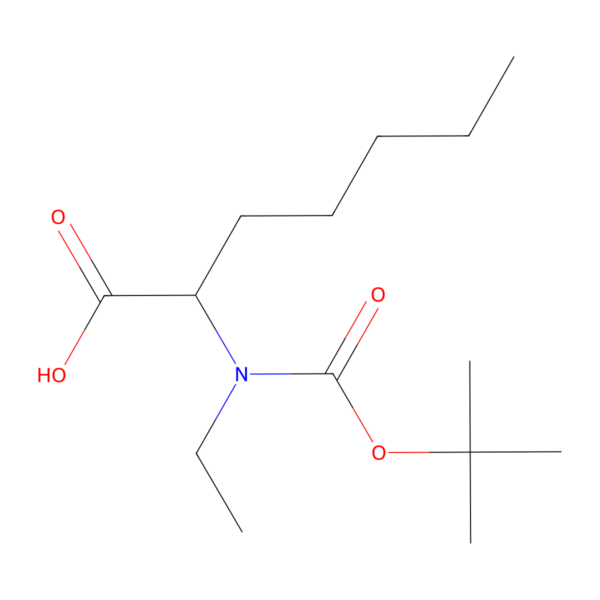 2-{[(Tert-butoxy)carbonyl](ethyl)amino}heptanoic acid molecular structure, CAS 1404879-05-5