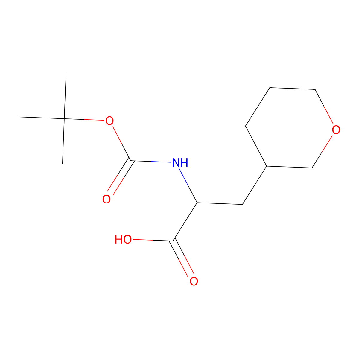 2-{[(Tert-butoxy)carbonyl]amino}-3-(oxan-3-yl)propanoic acid molecular structure, CAS 1404879-35-1