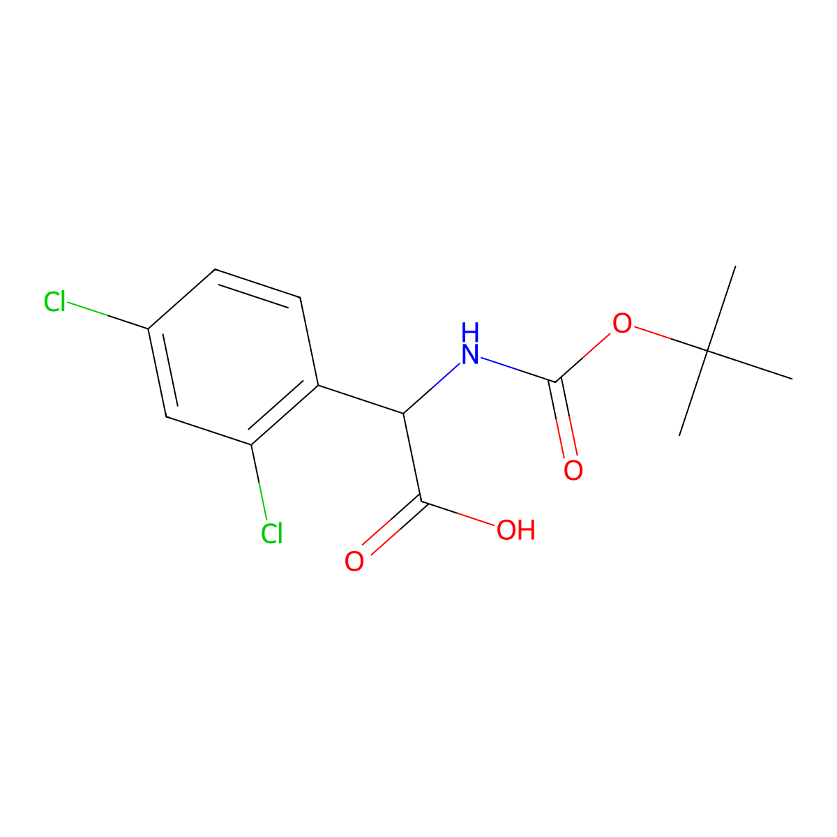 2-{[(Tert-butoxy)carbonyl]amino}-2-(2,4-dichlorophenyl)acetic acid molecular structure, CAS 1404879-53-3