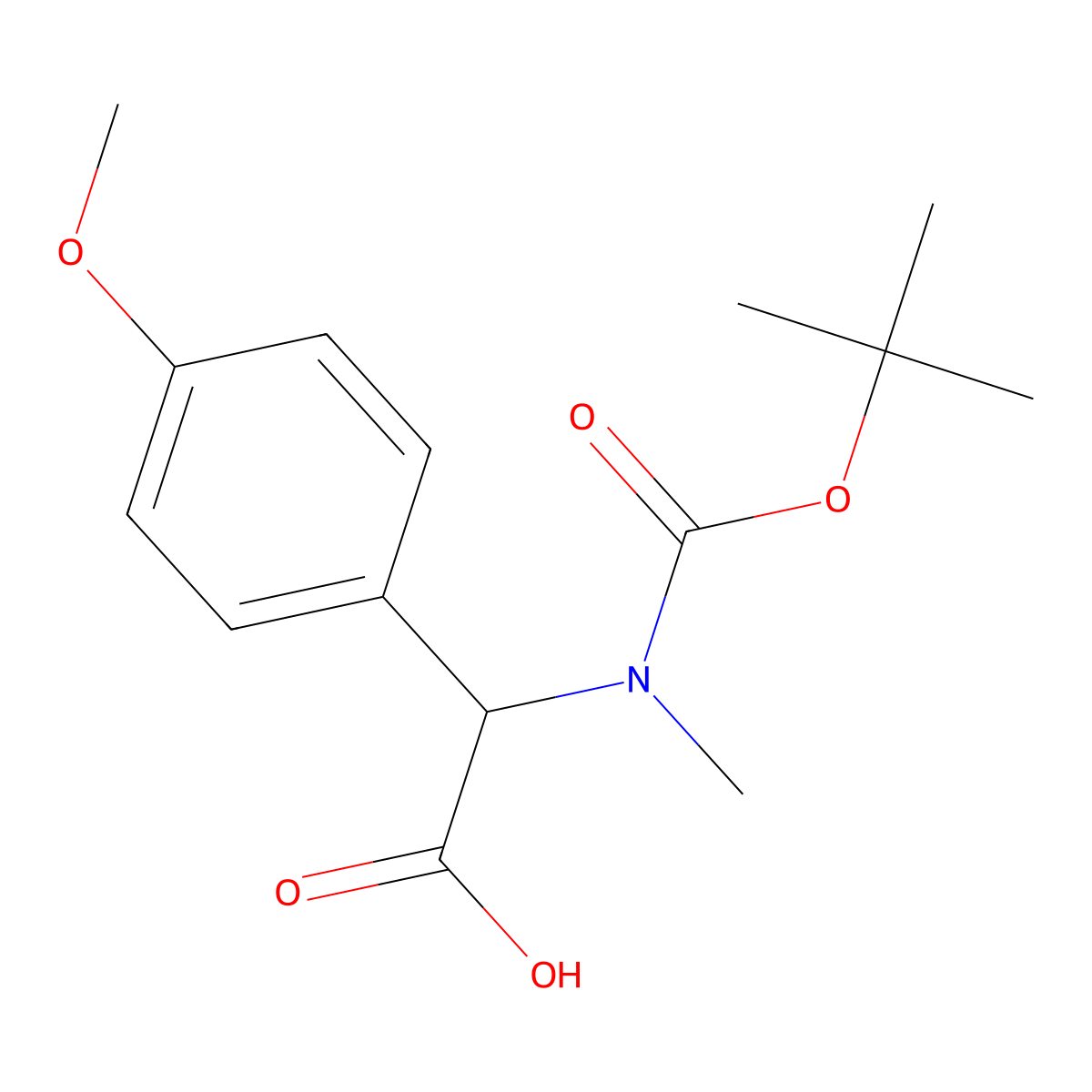 2-((tert-Butoxycarbonyl)(methyl)amino)-2-(4-methoxyphenyl)acetic acid molecular structure, CAS 1404879-70-4