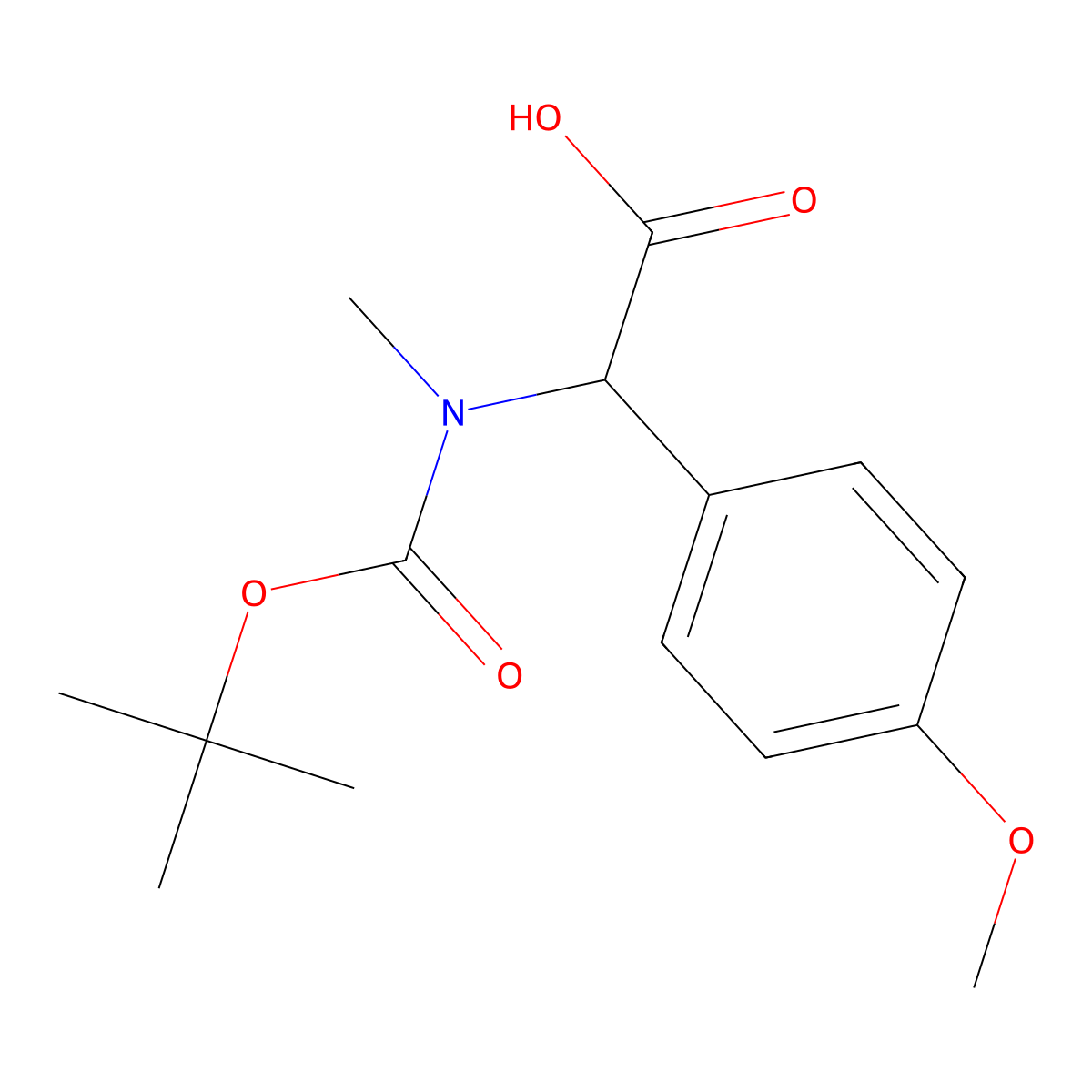 2-((tert-Butoxycarbonyl)(methyl)amino)-2-(4-methoxyphenyl)acetic acid molecular structure, CAS 1404879-70-4
