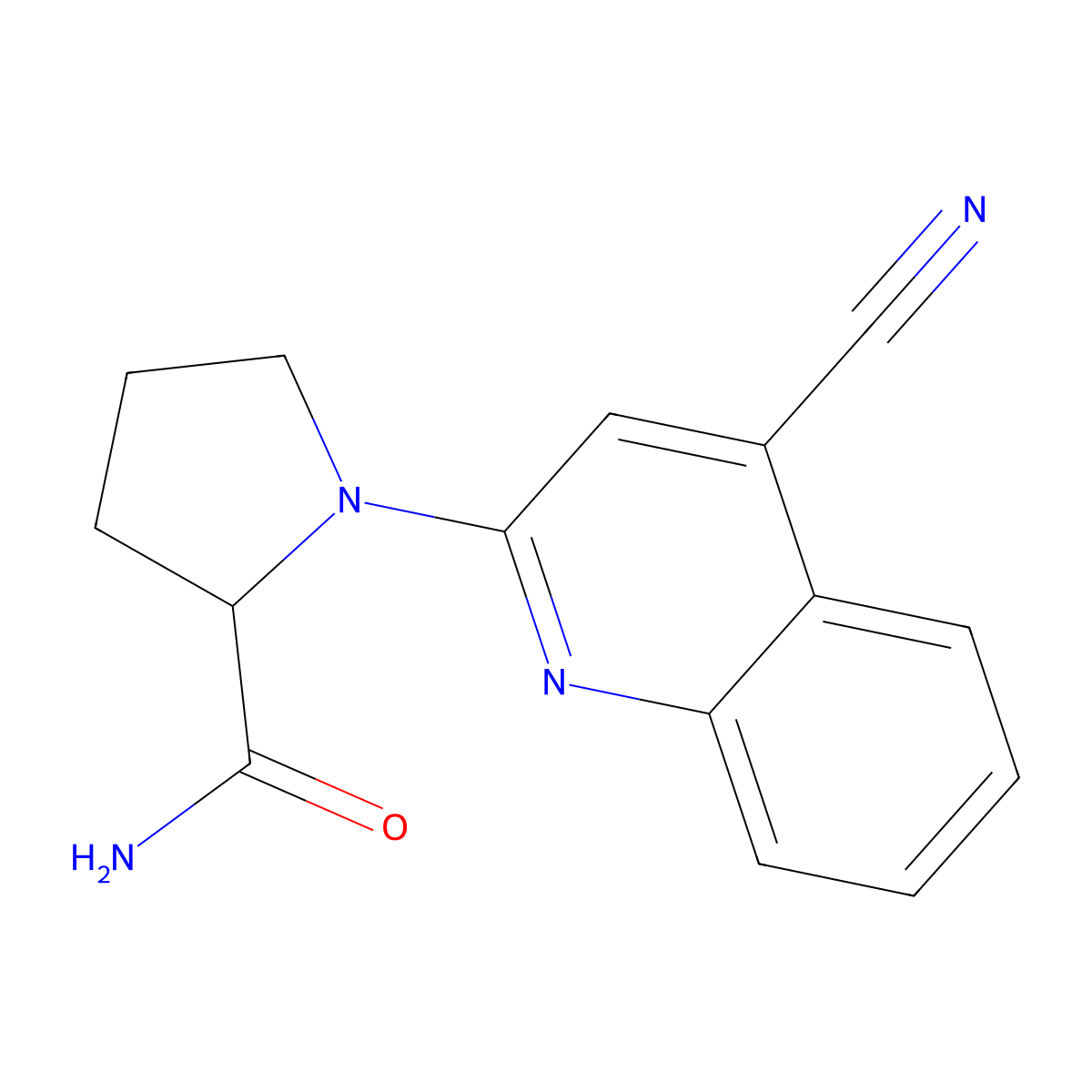 1-(4-Cyanoquinolin-2-yl)pyrrolidine-2-carboxamide molecular structure, CAS 1404902-71-1