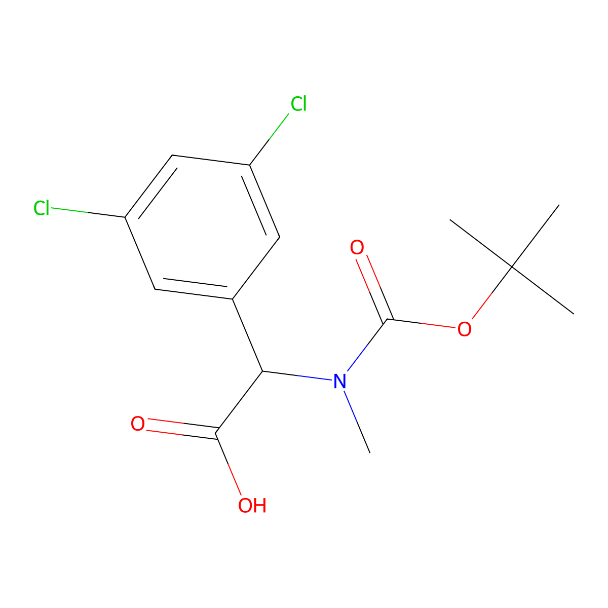 2-((tert-Butoxycarbonyl)(methyl)amino)-2-(3,5-dichlorophenyl)acetic acid molecular structure, CAS 1404945-07-8