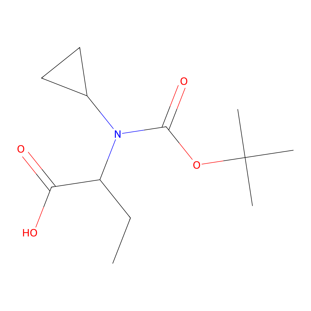 2-{[(Tert-butoxy)carbonyl](cyclopropyl)amino}butanoic acid molecular structure, CAS 1404945-15-8