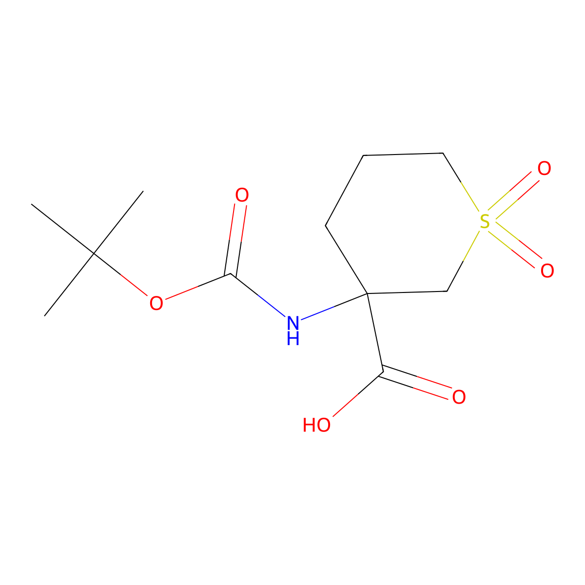 3-{[(Tert-butoxy)carbonyl]amino}-1,1-dioxo-1lambda6-thiane-3-carboxylic acid molecular structure, CAS 1404955-04-9