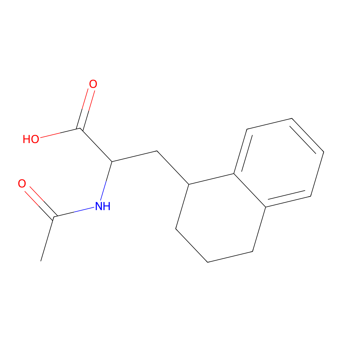 2-Acetamido-3-(1,2,3,4-tetrahydronaphthalen-1-yl)propanoic acid molecular structure, CAS 1404955-20-9