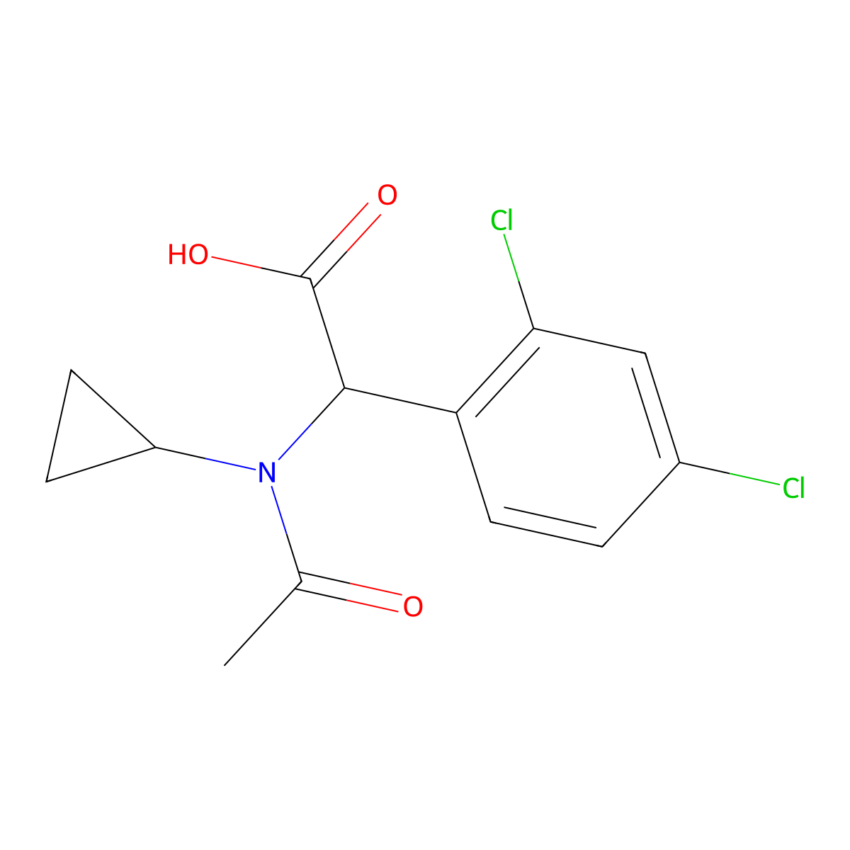 2-(N-cyclopropylacetamido)-2-(2,4-dichlorophenyl)acetic acid molecular structure, CAS 1404958-72-0
