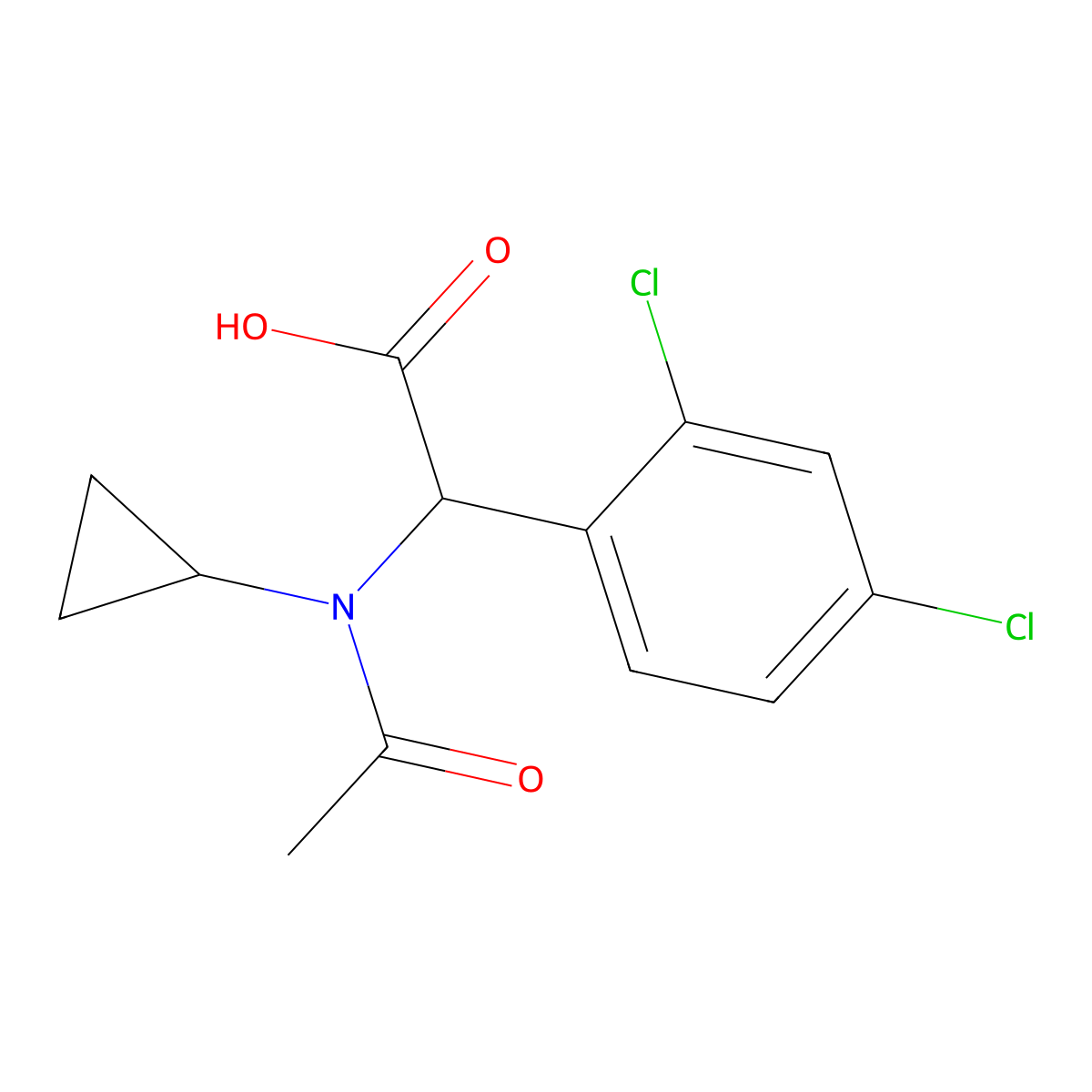 2-(N-cyclopropylacetamido)-2-(2,4-dichlorophenyl)acetic acid molecular structure, CAS 1404958-72-0