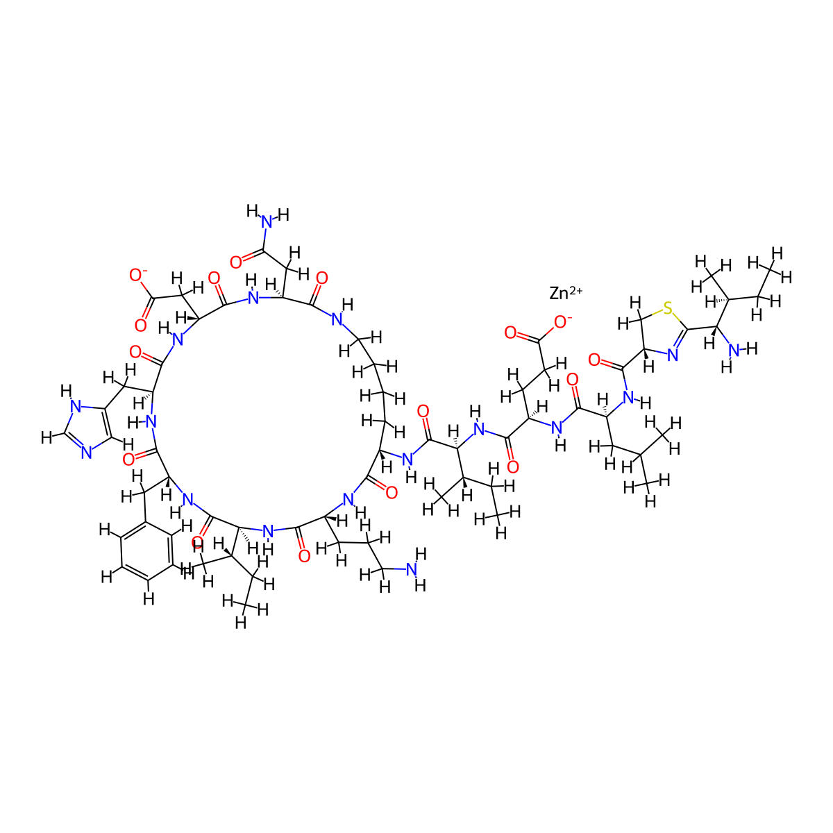 Bacitracin Zinc , Bacitracin Zinc molecular structure, CAS 1405-89-6