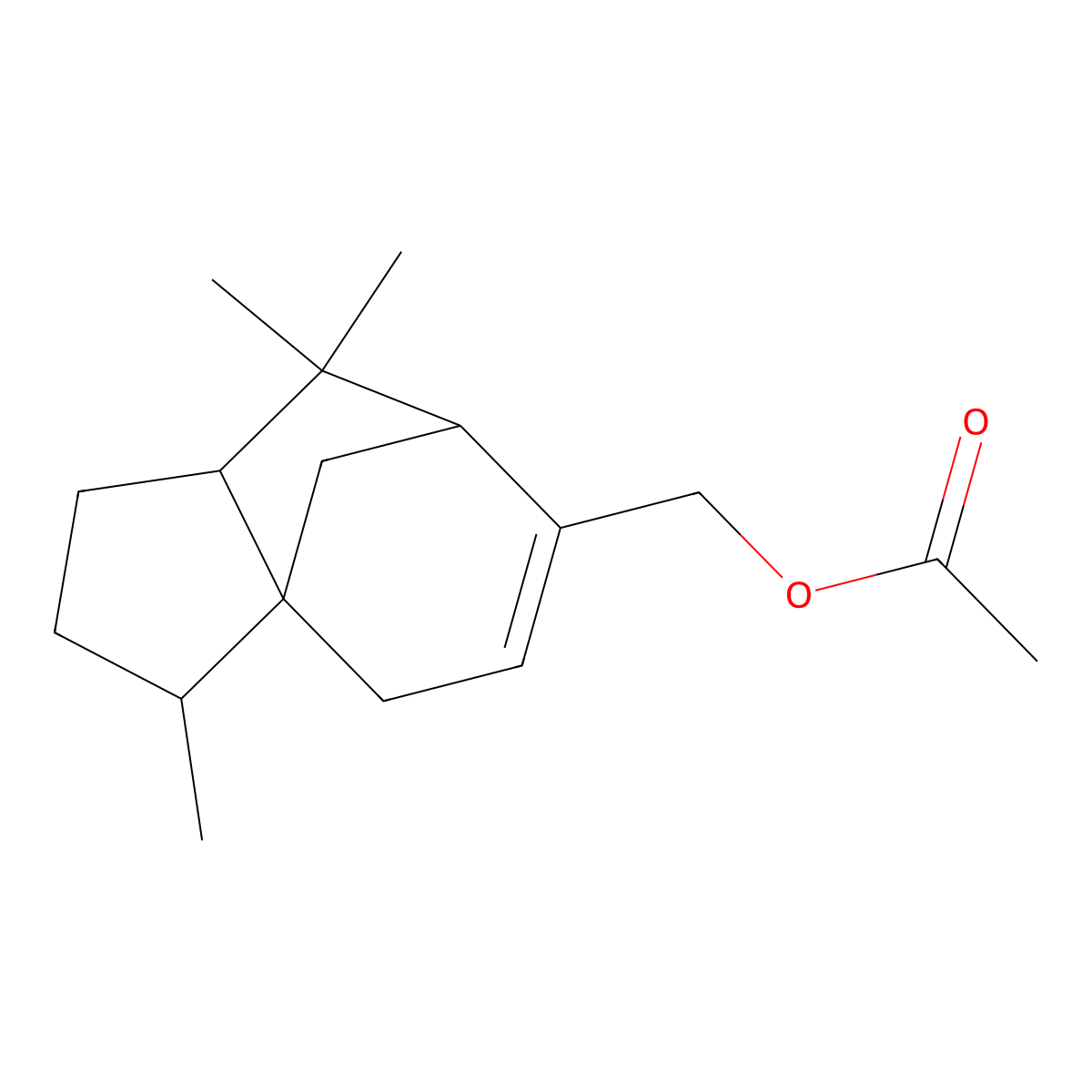 Cedrenyl acetate molecular structure, CAS 1405-92-1
