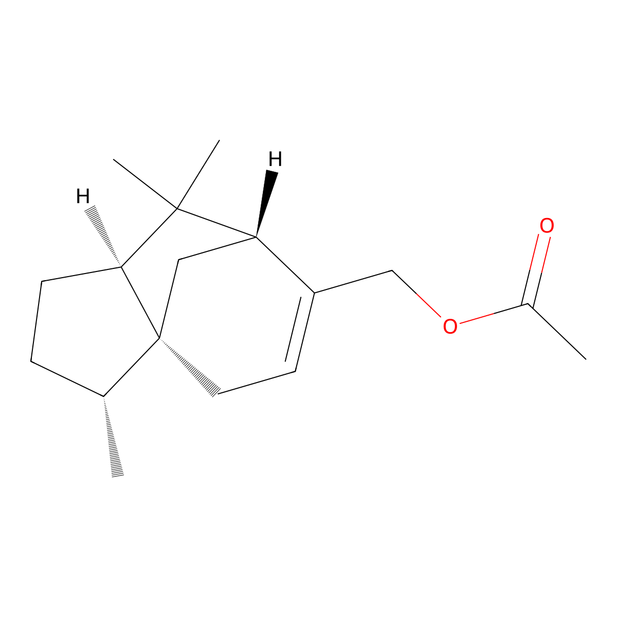 Cedrenyl acetate molecular structure, CAS 1405-92-1