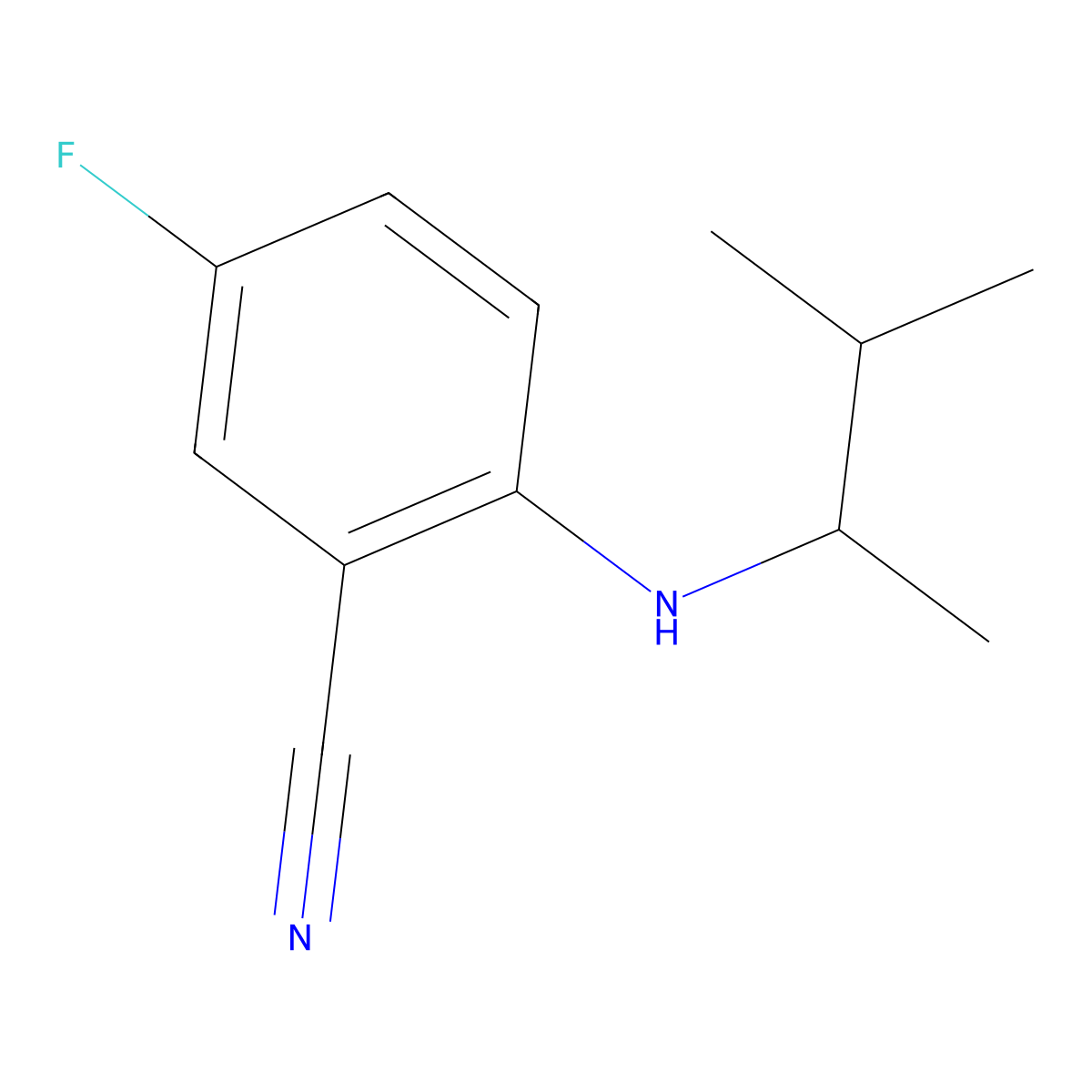 5-Fluoro-2-((3-methylbutan-2-yl)amino)benzonitrile molecular structure, CAS 1405012-91-0