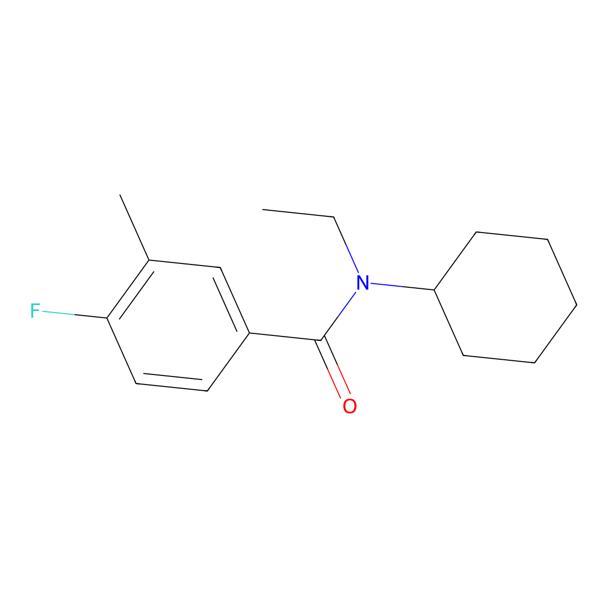 N-cyclohexyl-N-ethyl-4-fluoro-3-methylbenzamide molecular structure, CAS 1405136-29-9