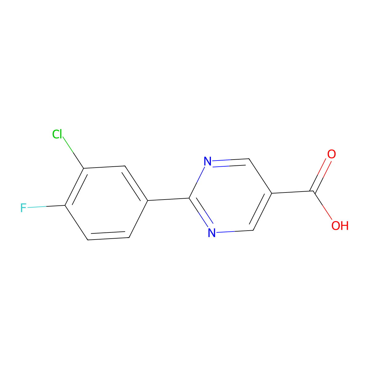 2-(3-Chloro-4-fluorophenyl)pyrimidine-5-carboxylic acid molecular structure, CAS 1405161-03-6