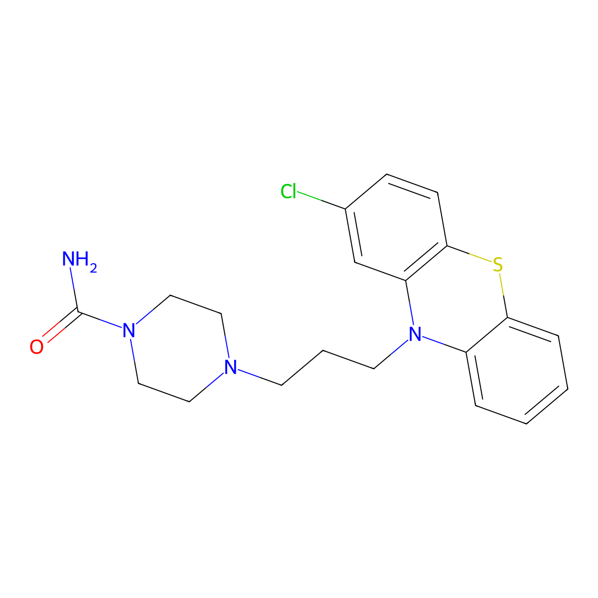 1-Piperazinecarboxamide, 4-(3-(2-chlorophenothiazin-10-yl)propyl)- molecular structure, CAS 14053-35-1