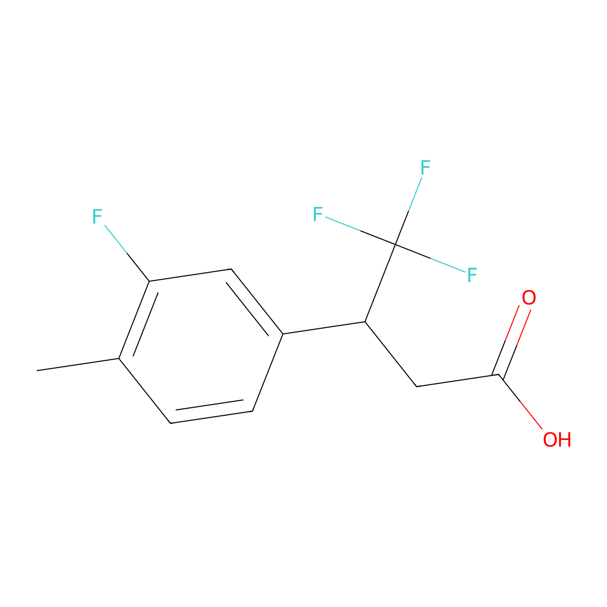 4,4,4-Trifluoro-3-(3-fluoro-4-methylphenyl)butanoic acid molecular structure, CAS 1405320-89-9