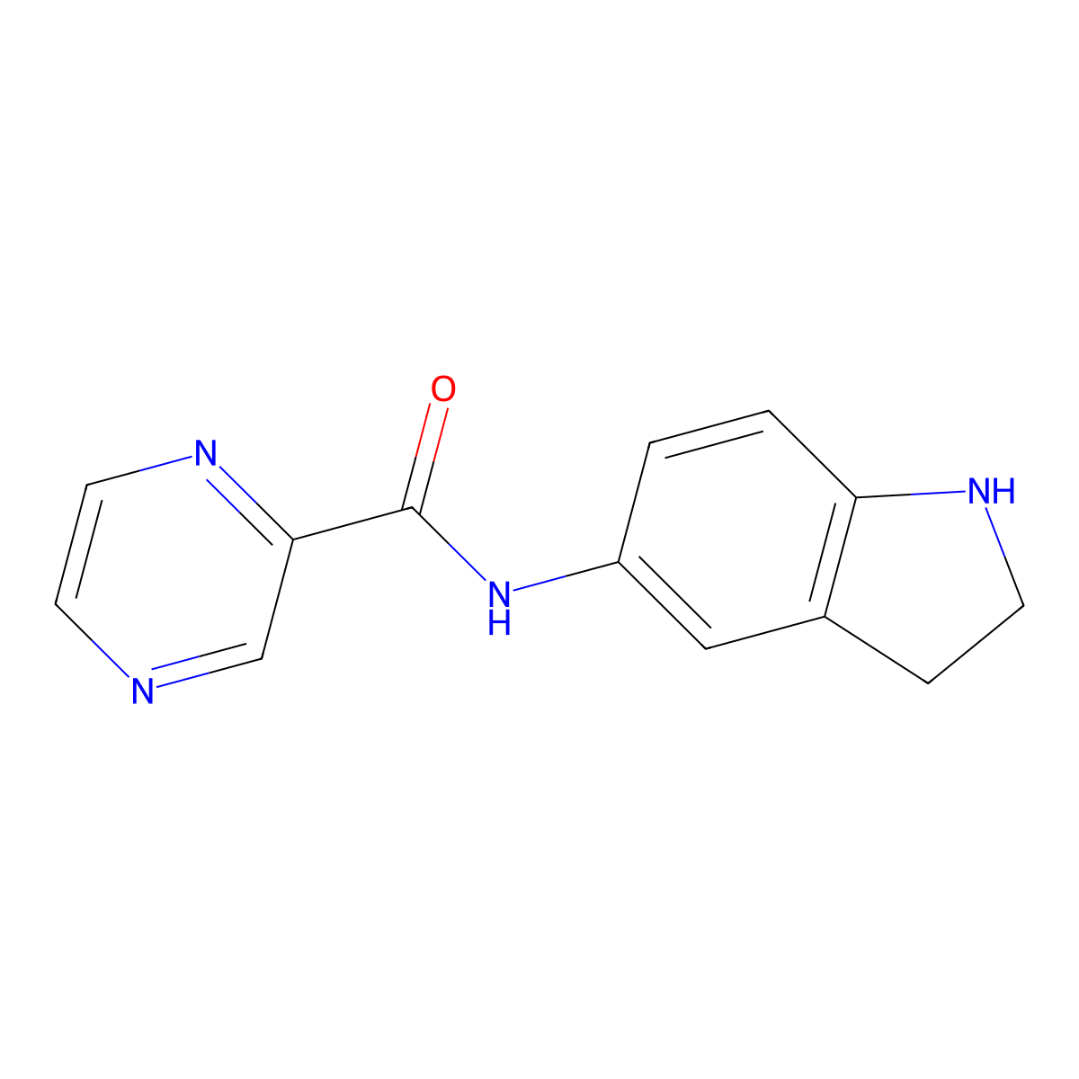 N-(indolin-5-yl)pyrazine-2-carboxamide molecular structure, CAS 1405325-23-6