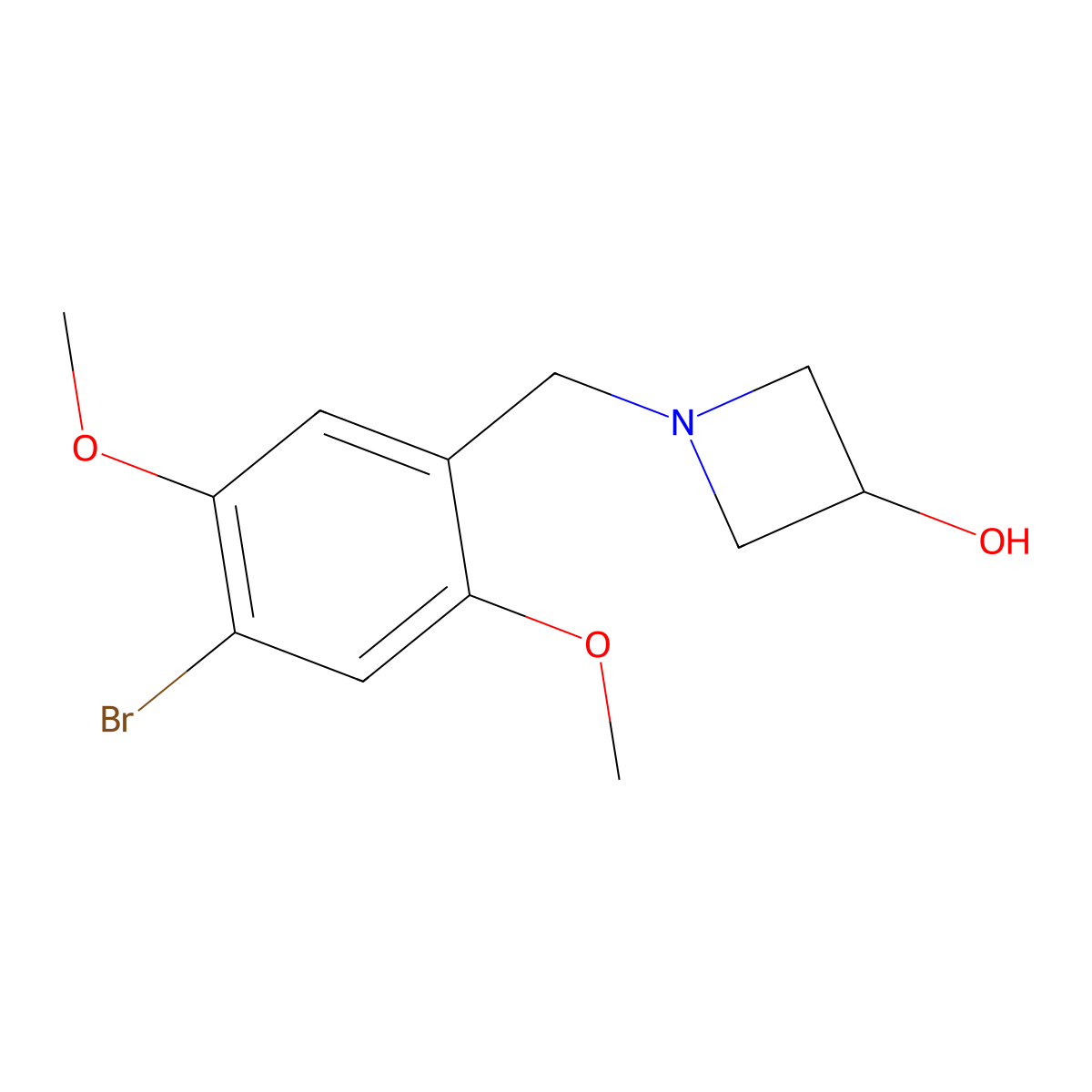 1-(4-Bromo-2,5-dimethoxybenzyl)azetidin-3-ol molecular structure, CAS 1405379-38-5
