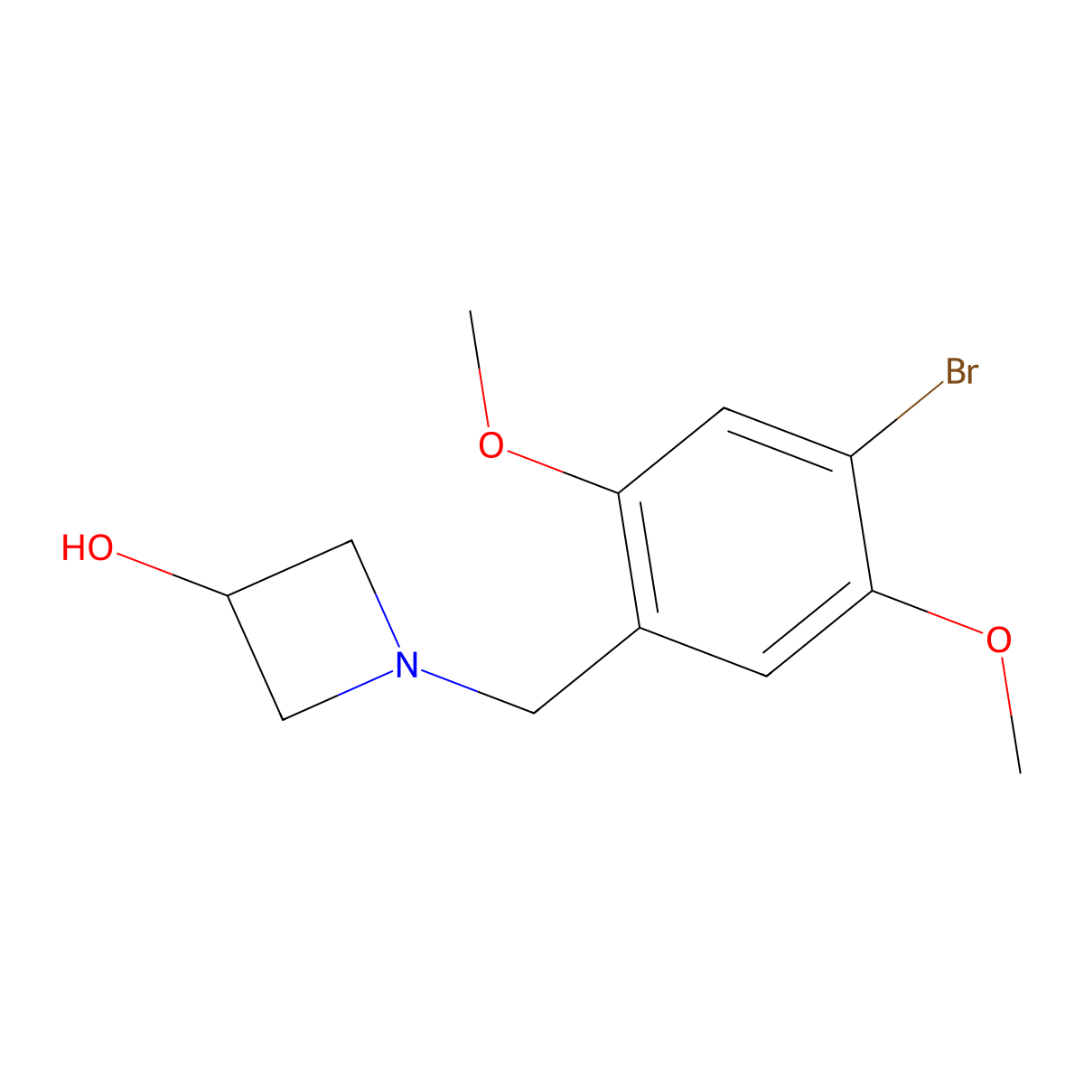 1-(4-Bromo-2,5-dimethoxybenzyl)azetidin-3-ol molecular structure, CAS 1405379-38-5