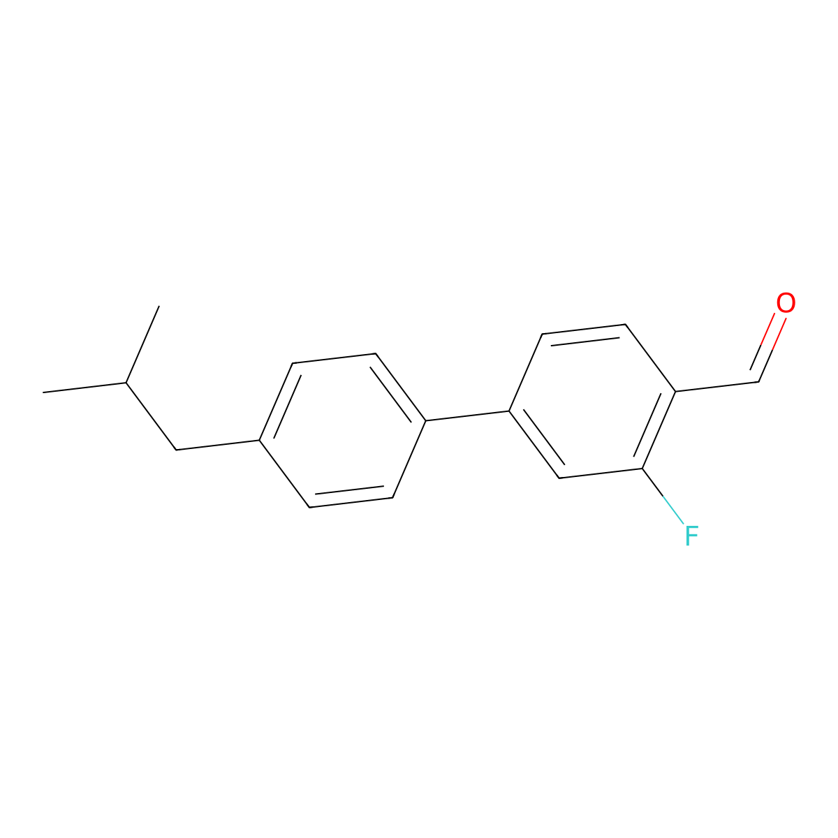 3-Fluoro-4'-isobutyl-[1,1'-biphenyl]-4-carbaldehyde molecular structure, CAS 1405383-47-2