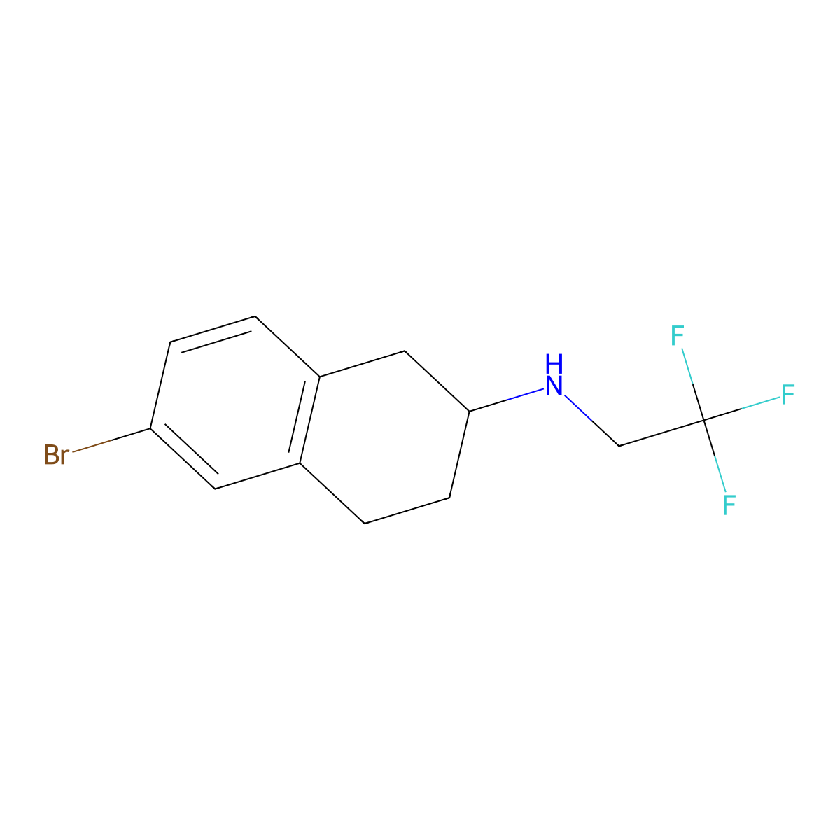 6-bromo-N-(2,2,2-trifluoroethyl)-1,2,3,4-tetrahydronaphthalen-2-amine molecular structure, CAS 1405389-83-4
