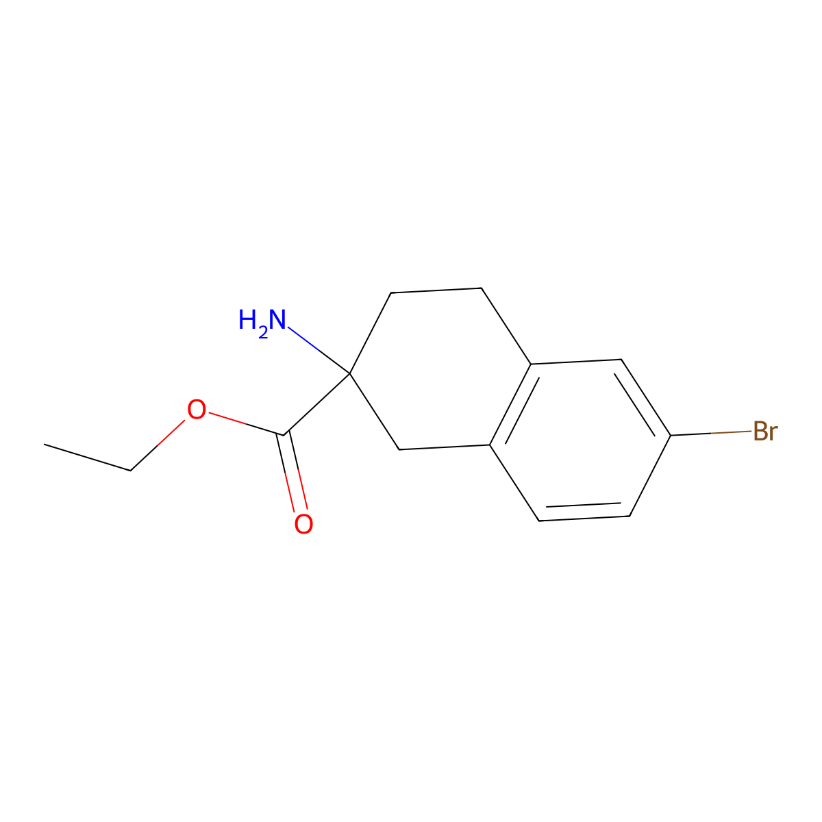 Ethyl 2-amino-6-bromo-1,2,3,4-tetrahydronaphthalene-2-carboxylate molecular structure, CAS 1405390-02-4