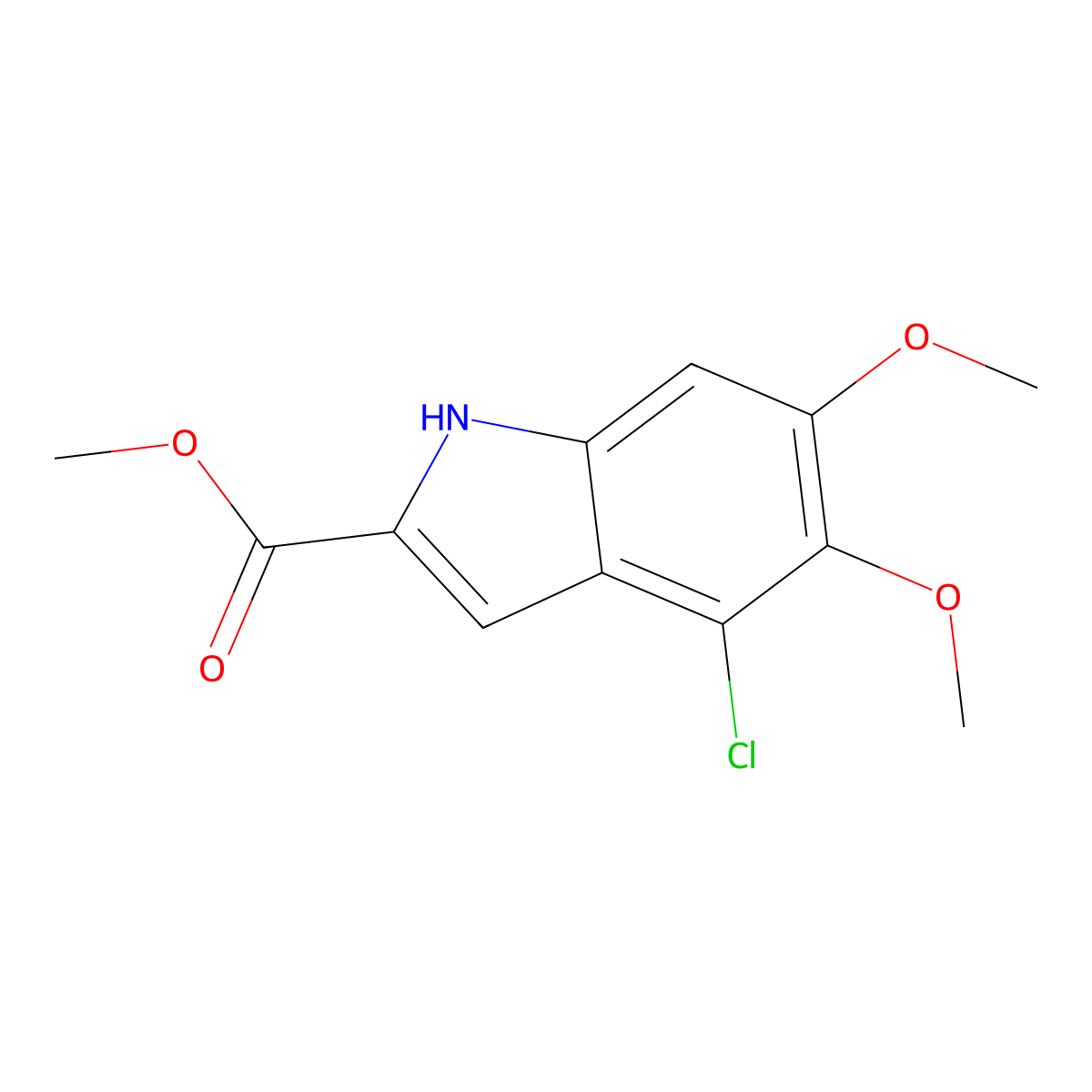 methyl 4-chloro-5,6-dimethoxy-1H-indole-2-carboxylate molecular structure, CAS 1405391-00-5