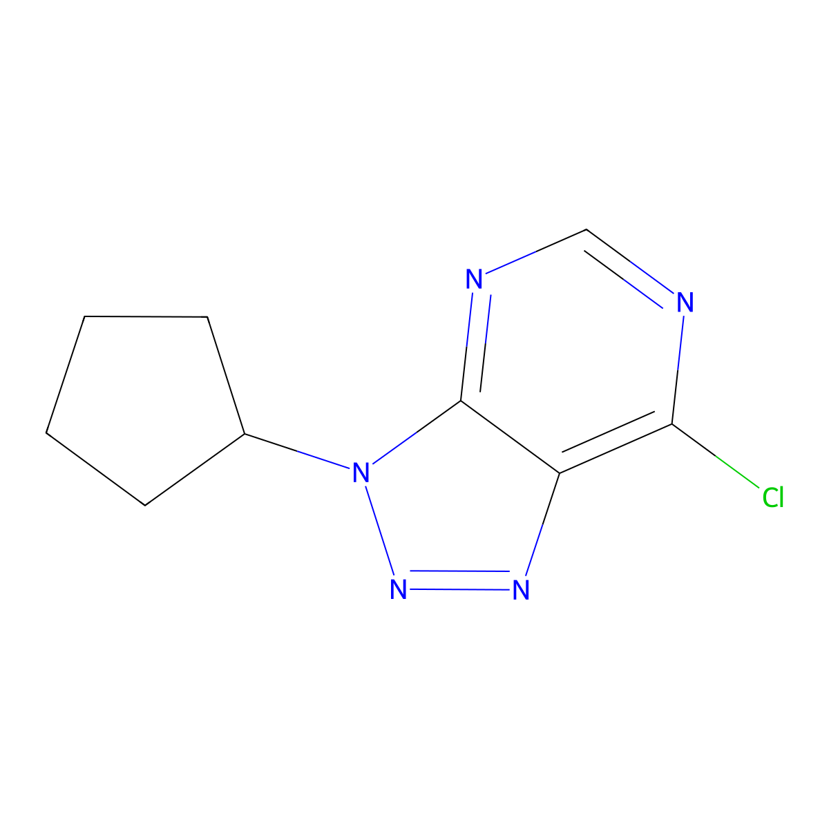 7-chloro-3-cyclopentyl-3H-[1,2,3]triazolo[4,5-d]pyrimidine molecular structure, CAS 14054-48-9