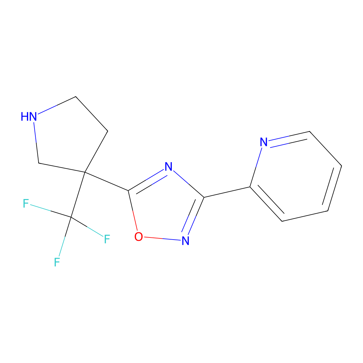 2-{5-[3-(Trifluoromethyl)pyrrolidin-3-yl]-1,2,4-oxadiazol-3-yl}pyridine molecular structure, CAS 1405439-49-7