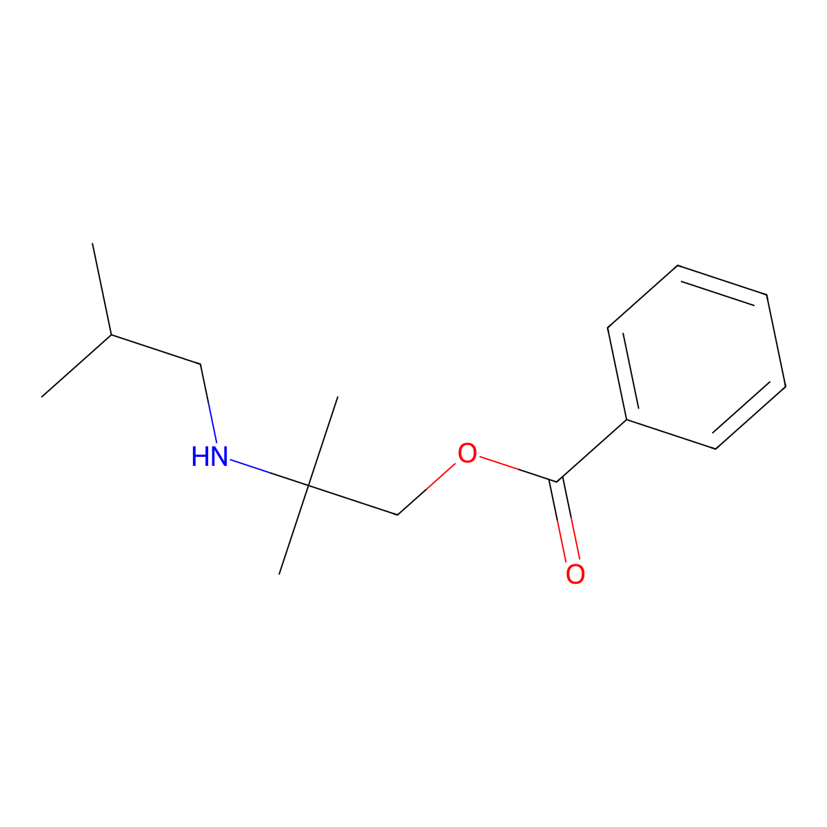 1-Propanol, 2-methyl-2-((2-methylpropyl)amino)-, 1-benzoate molecular structure, CAS 14055-89-1