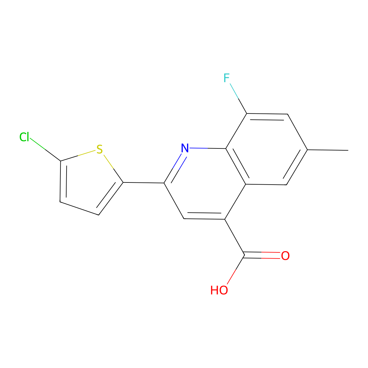 2-(5-Chlorothiophen-2-yl)-8-fluoro-6-methylquinoline-4-carboxylic acid molecular structure, CAS 1405577-41-4