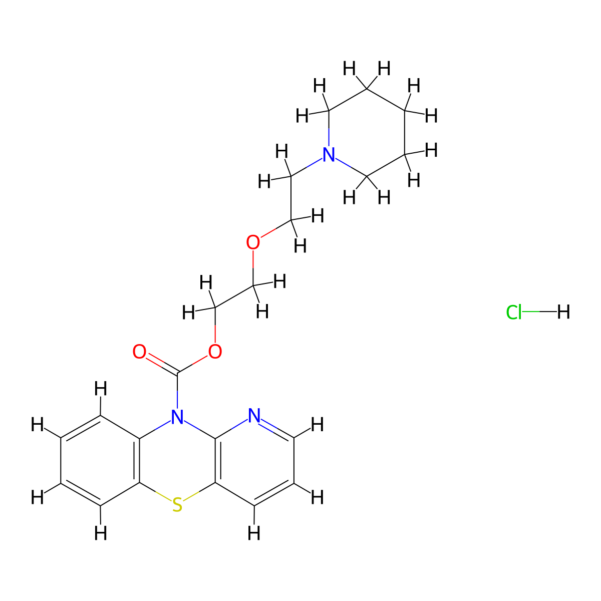 Pipazethate Hydrochloride molecular structure, CAS 14056-67-8
