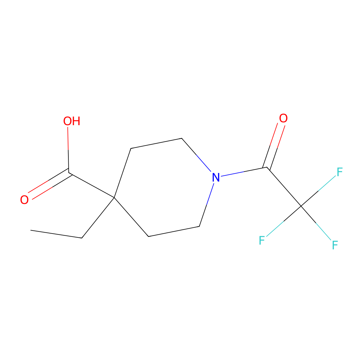 4-Ethyl-1-(trifluoroacetyl)piperidine-4-carboxylic acid molecular structure, CAS 1405627-58-8
