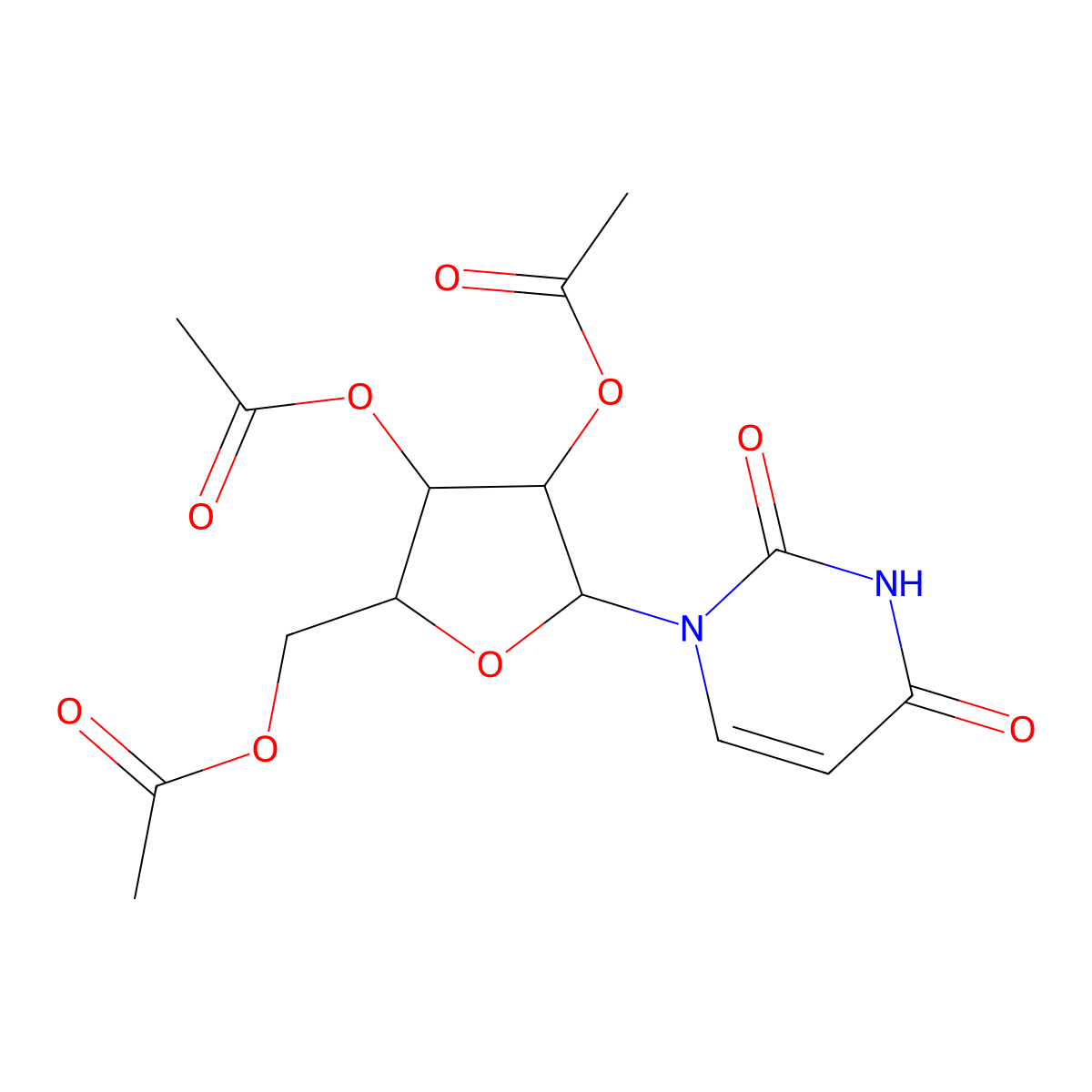 1-(2,3,5-Tri-O-acetylpentofuranosyl)pyrimidine-2,4(1H,3H)-dione molecular structure, CAS 14057-18-2