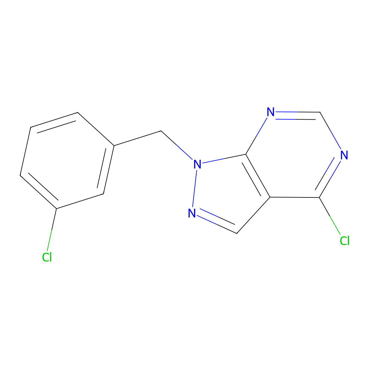 4-chloro-1-(3-chlorobenzyl)-1H-pyrazolo[3,4-d]pyrimidine molecular structure, CAS 1405704-66-6