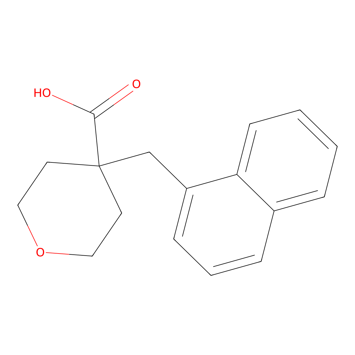 4-(naphthalen-1-ylmethyl)tetrahydro-2H-pyran-4-carboxylic acid molecular structure, CAS 1405718-80-0