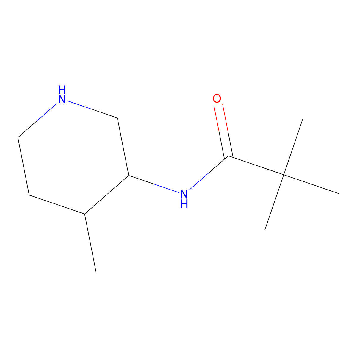 2,2-dimethyl-N-(4-methylpiperidin-3-yl)propanamide molecular structure, CAS 1405747-18-3