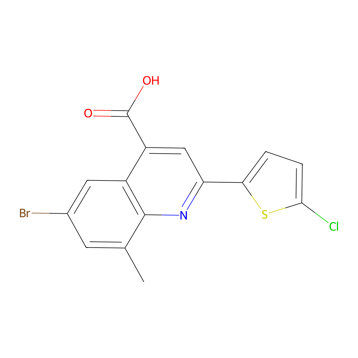6-Bromo-2-(5-chlorothiophen-2-yl)-8-methylquinoline-4-carboxylic acid molecular structure, CAS 1405749-71-4
