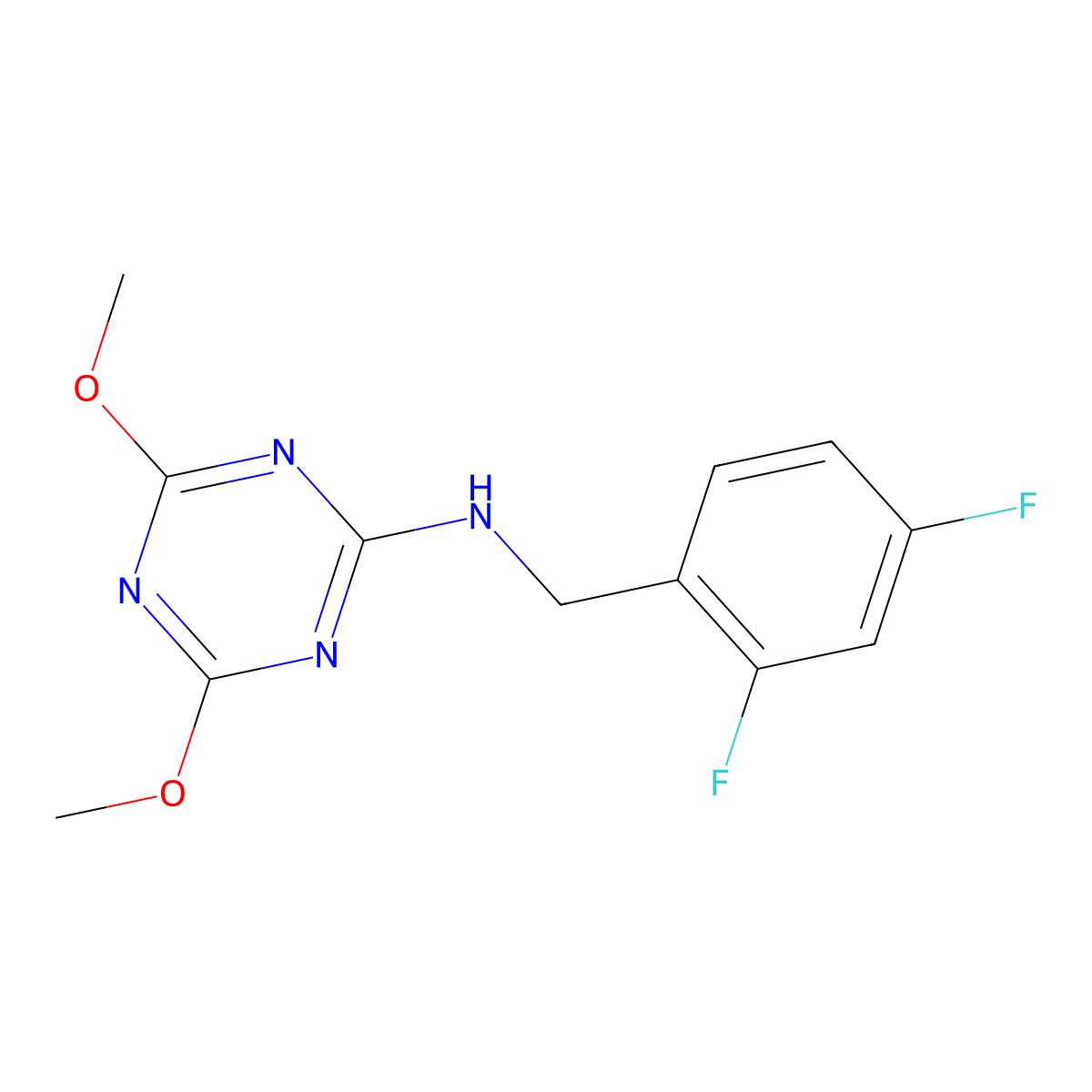 N-[(2,4-difluorophenyl)methyl]-4,6-dimethoxy-1,3,5-triazin-2-amine molecular structure, CAS 1405754-52-0