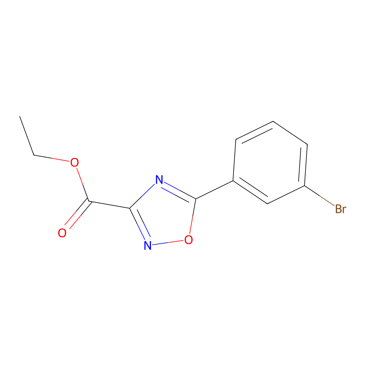 Ethyl 5-(3-bromophenyl)-1,2,4-oxadiazole-3-carboxylate molecular structure, CAS 1405764-67-1