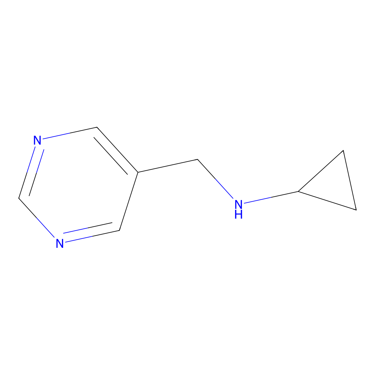 N-(pyrimidin-5-ylmethyl)cyclopropanamine molecular structure, CAS 1405774-24-4