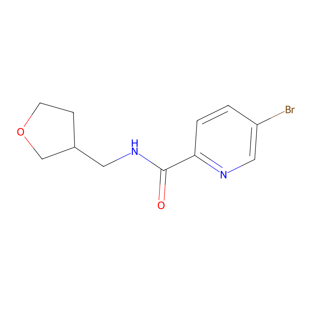 5-bromo-N-(oxolan-3-ylmethyl)pyridine-2-carboxamide molecular structure, CAS 1405774-27-7