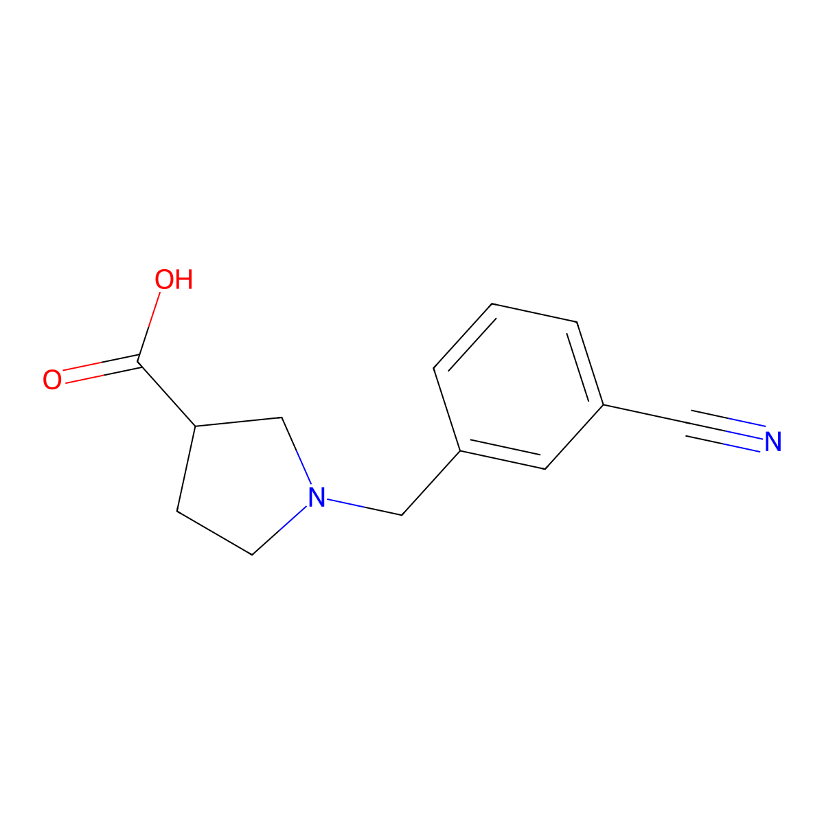 1-[(3-Cyanophenyl)methyl]pyrrolidine-3-carboxylic acid molecular structure, CAS 1405775-84-9