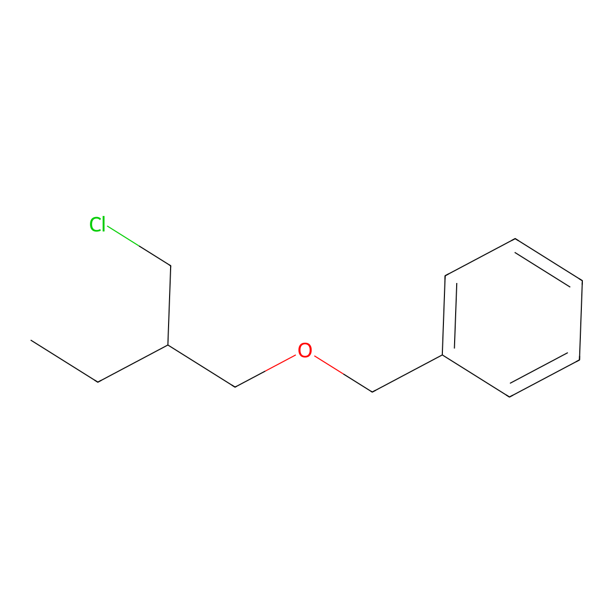 ([2-(Chloromethyl)butoxy]methyl)benzene molecular structure, CAS 14058-60-7